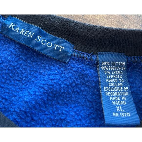 KarenScott Womens XL BlueEmbroidery Snowmans JingleBellsChristmasParty Sweater - Picture 4 of 9